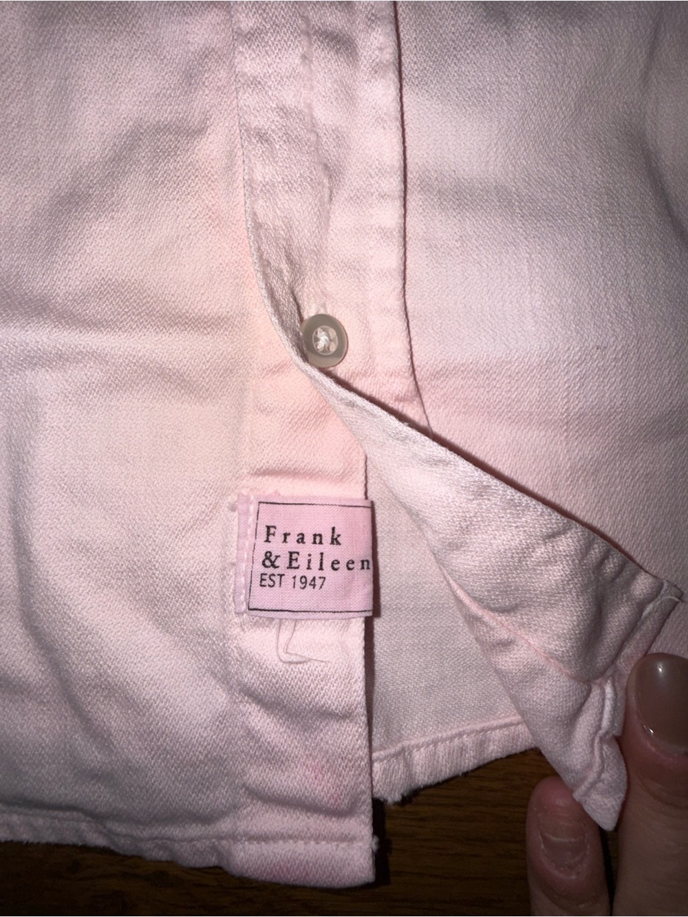 Frank & Eileen. Luke Oversized Distressed Button Down. Pink. Size XS. - Picture 9 of 12